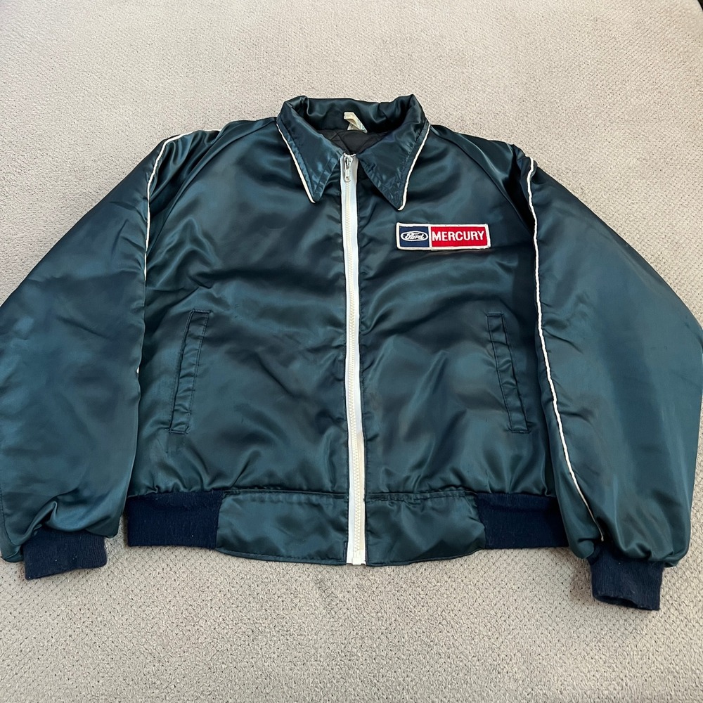 Vintage 1970s Horizon Sportswear Ford Mercury Racing Jacket Green Medium